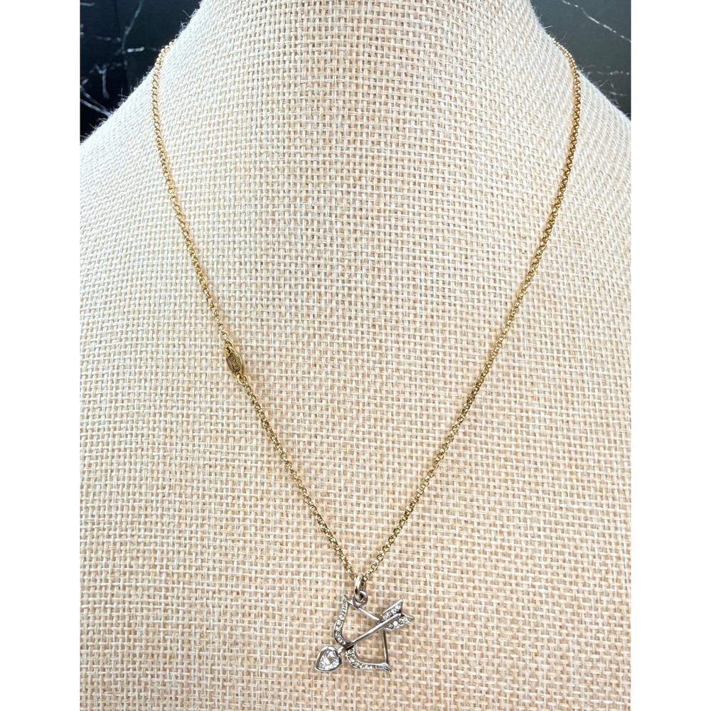 Juicy Couture Limited Edition 2008 Bow & Arrow Rhinestone Necklace Gold Silver